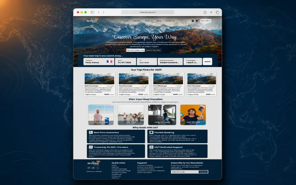 Reviera Travels - Europe Booking Platform