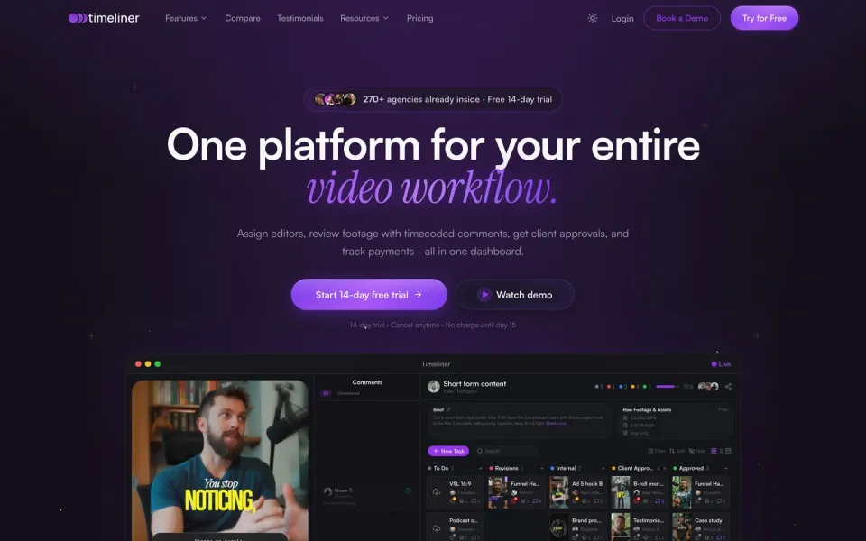 Timeliner.io - Review, approval and CRM for video production teams
